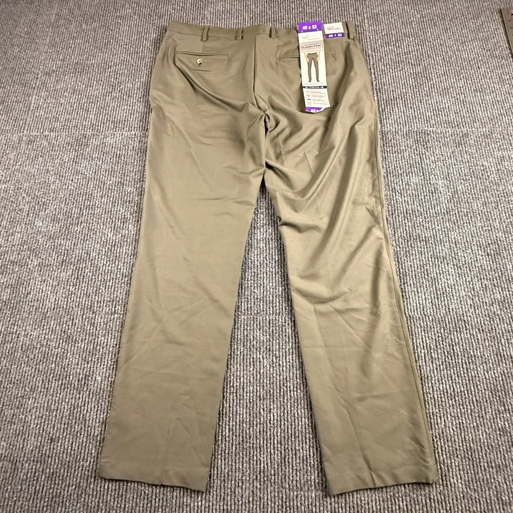 Greg Norman Mens 40x32 Performance Classic Pant Olive Green Stretch TL111869